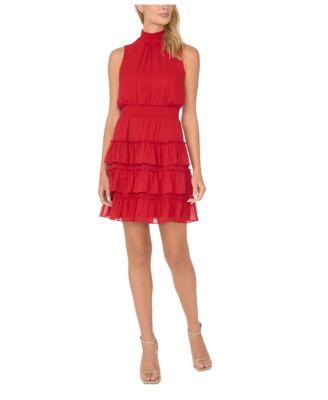 Women's Mock-Neck Tiered-Ruffle Dress