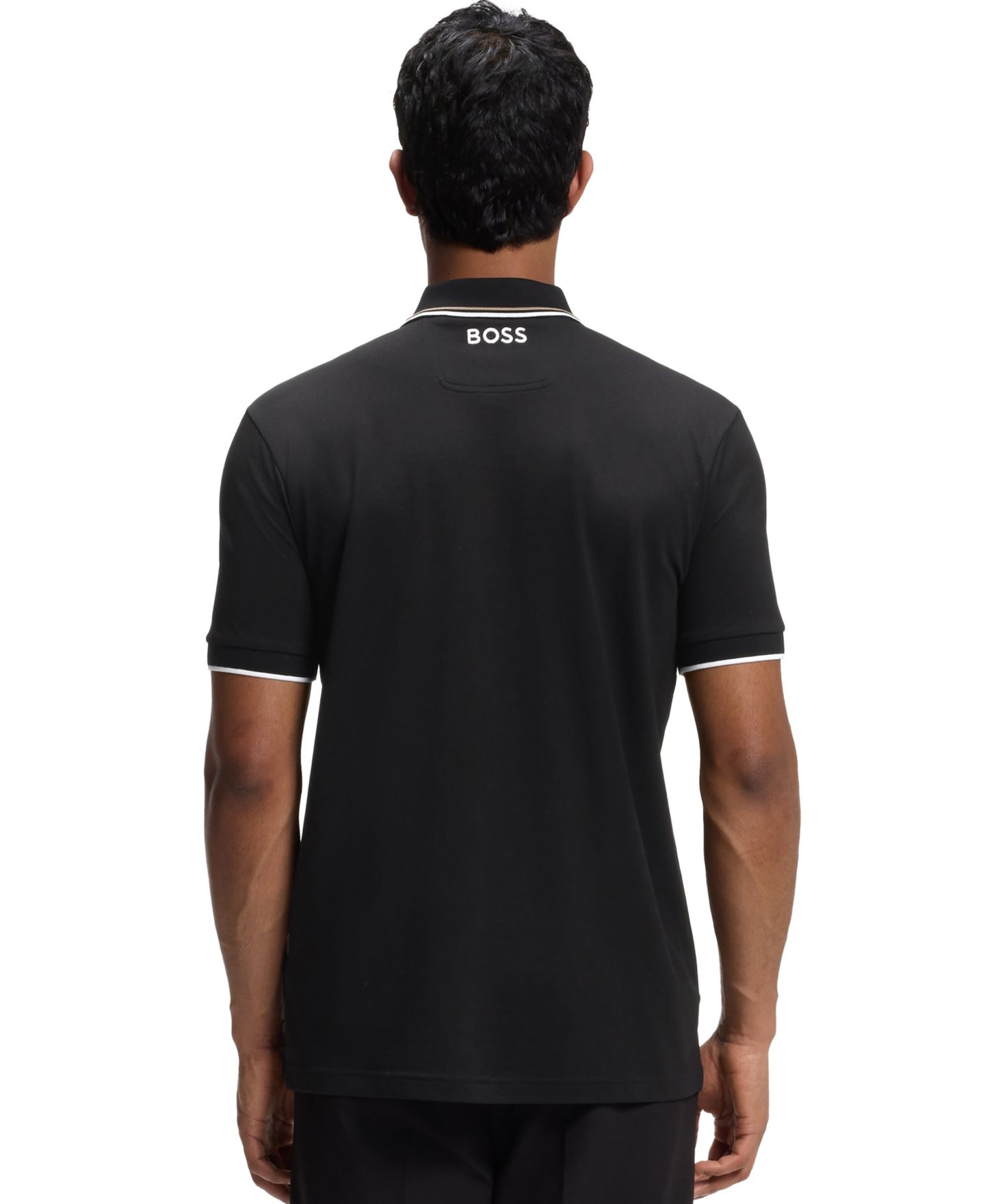 Мужское поло Hugo Boss Contrast Logo Cotton-Blend Polo Shirt, цвет: Чёрный — фото 6