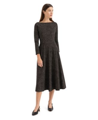 Women's 3/4-Sleeve Boat Neck Fit & Flare Dress