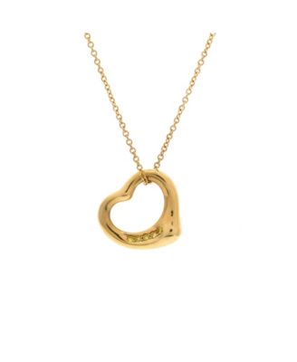Pre-Owned Tiffany and Co Elsa Peretti Open Heart 5 Diamonds Pendant Necklace