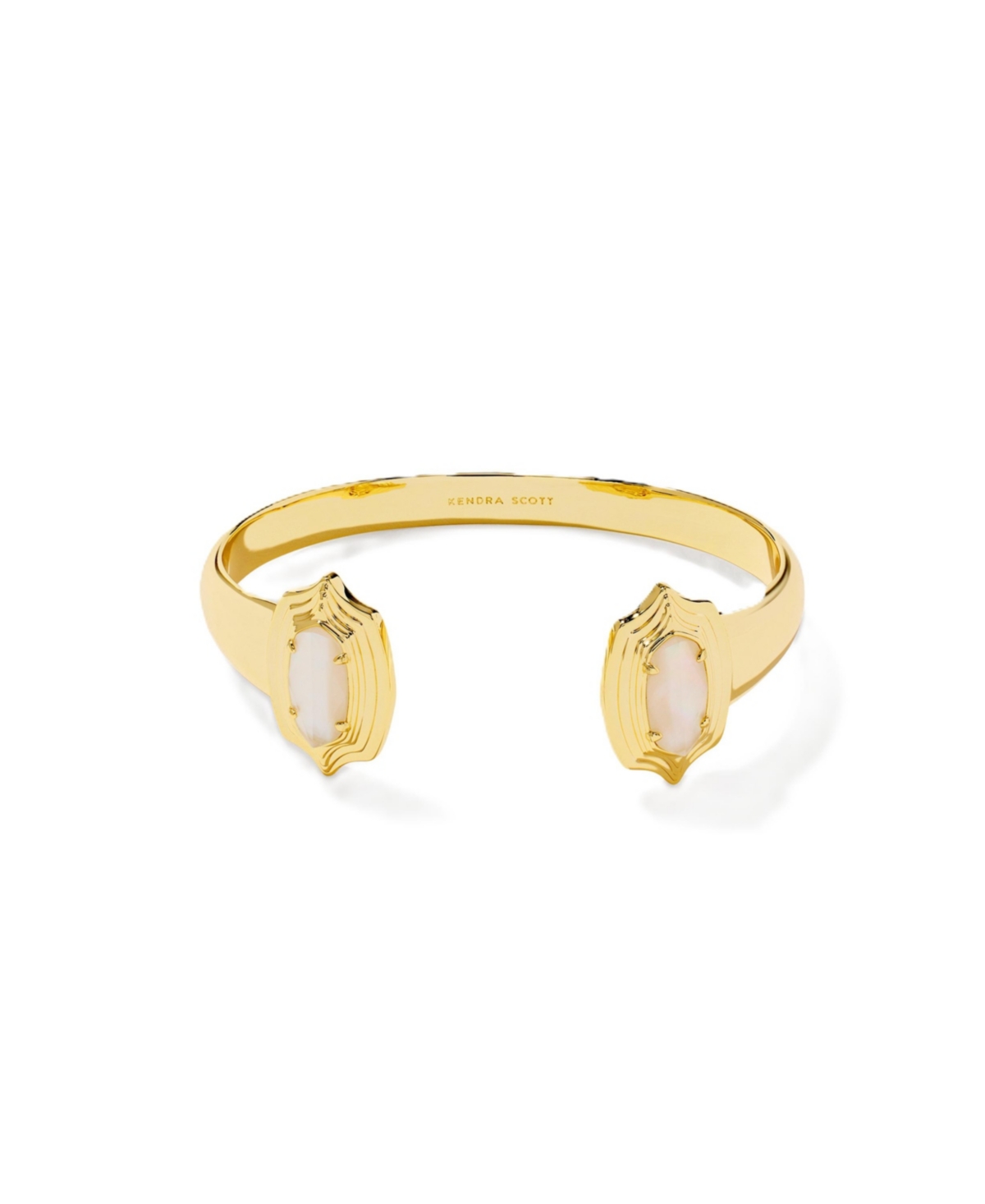 Kendra Scott Mother of Pearl Elton Stepped Frame Adjustable Cuff Bracelet - Med Brown