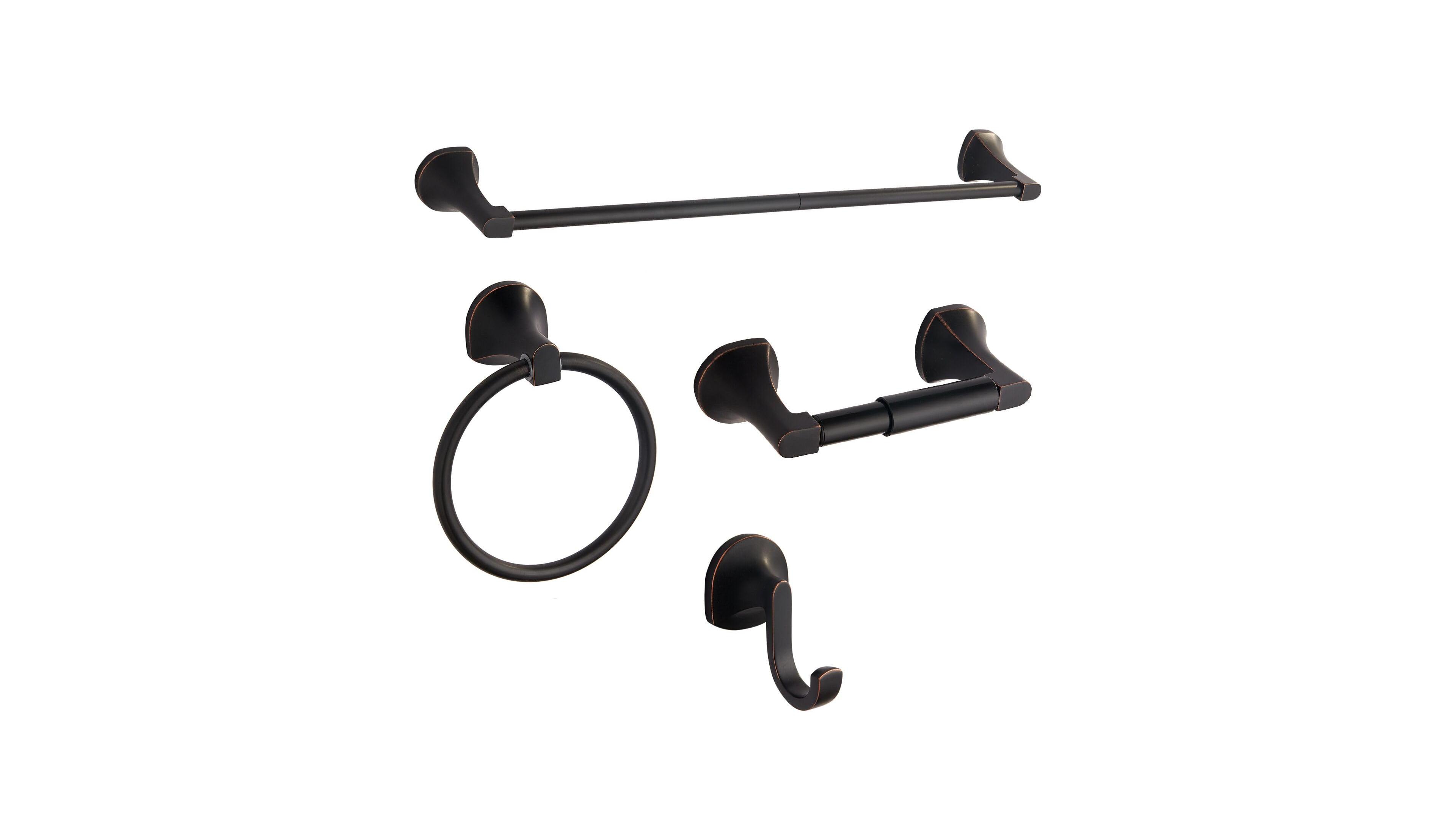 Cyqbd 4 Piece Bathroom Hardware Set Towel Bar Robe Hook Toilet Paper Holder Ring