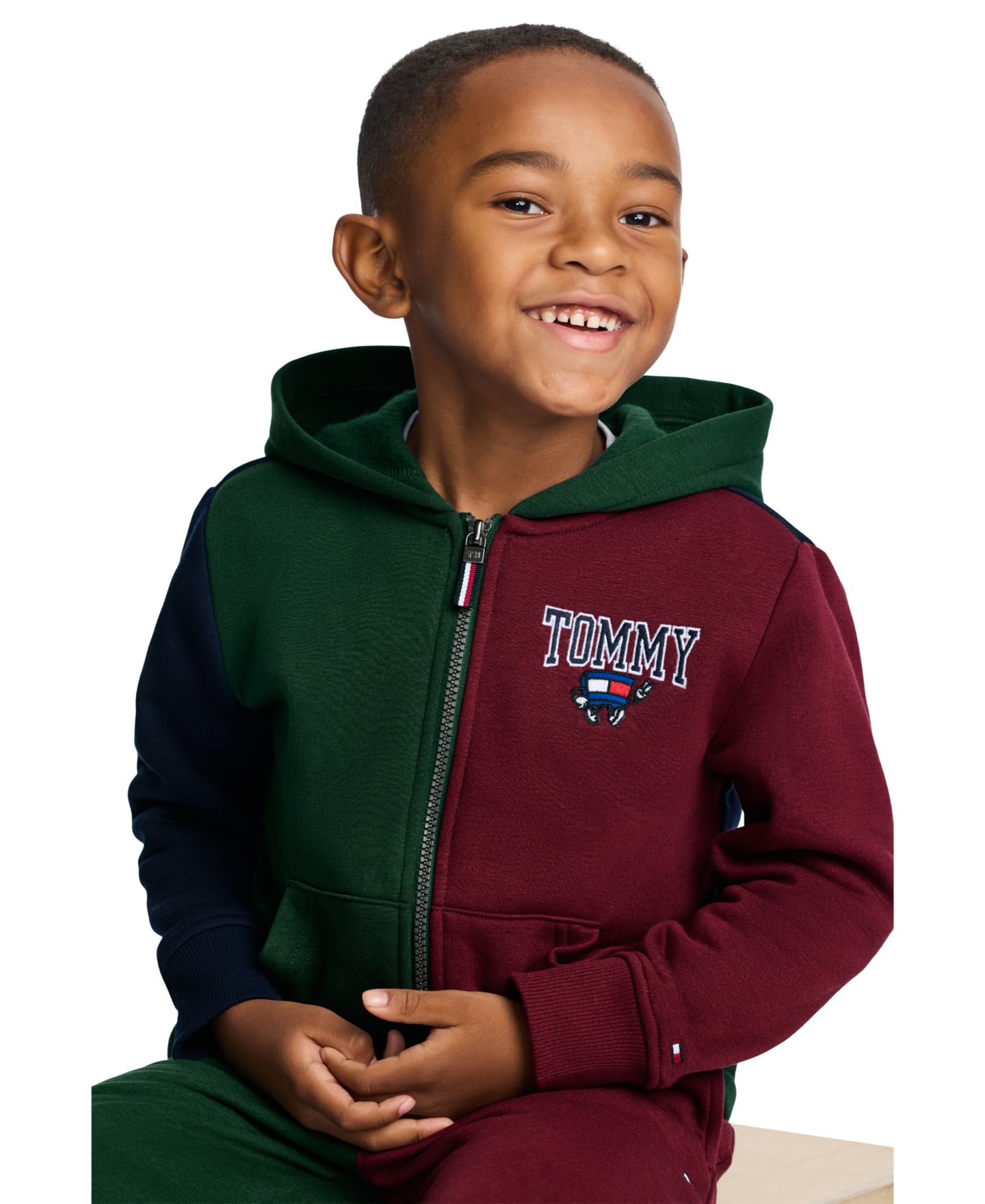 Худи Tommy Hilfiger Multi Mascot Graphic-Print Kangaroo-Pocket Zip для мальчиков, цвет: June Bug — фото 4