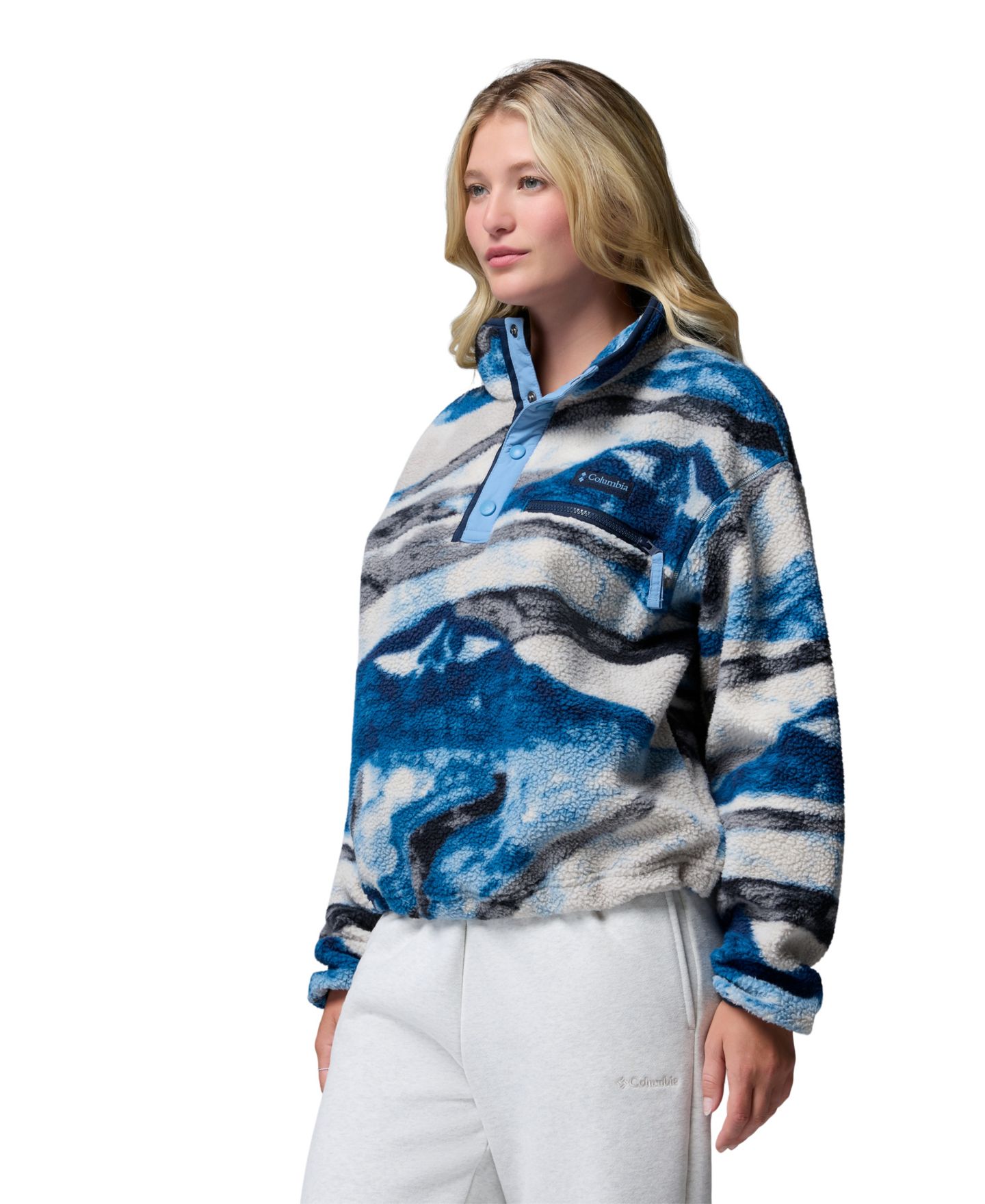 Женский топ Columbia Helvetia™ II Printed Cropped Half-Snap Fleece, цвет: Чёрный — фото 25