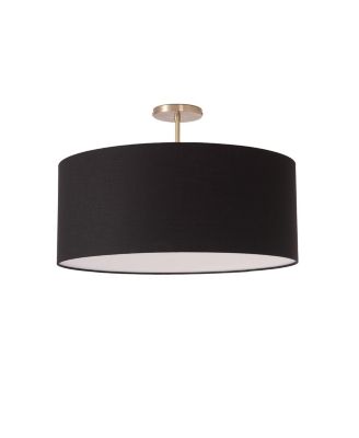 Stretch Semi-Flush Mount - Weathered Brass, Steel Base, Linen Shade, Dimmable