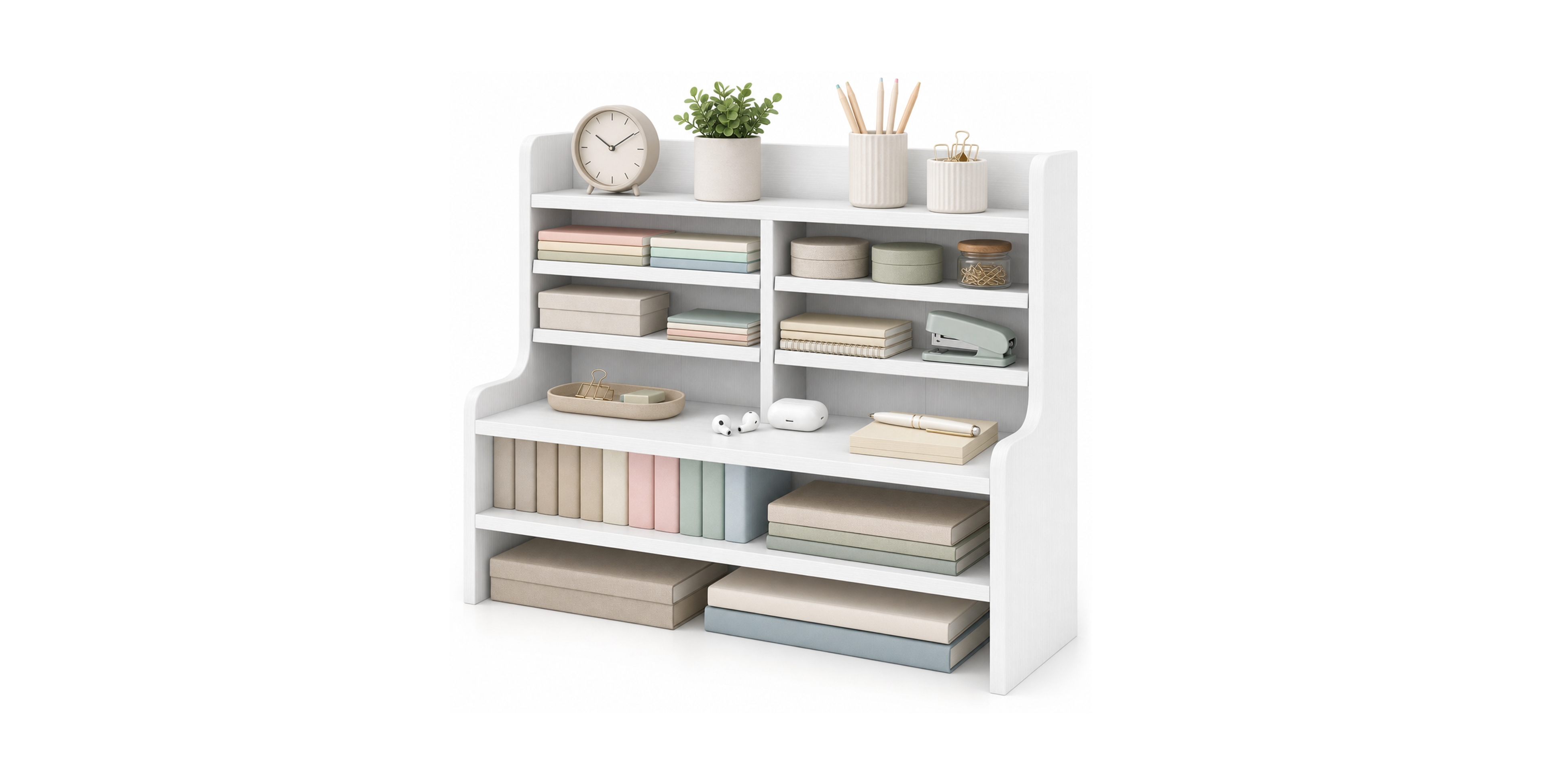 Costway Desktop Bookshelf with Open Cubes and Adjustable Shelves