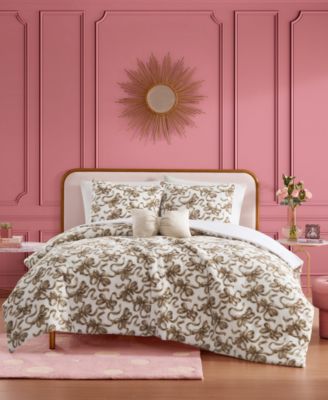 Ballet Bows Faux Fur 4-Piece Comforter Set, King