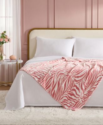 Wild Zebra Printed Plush Throw, 70" X 50"