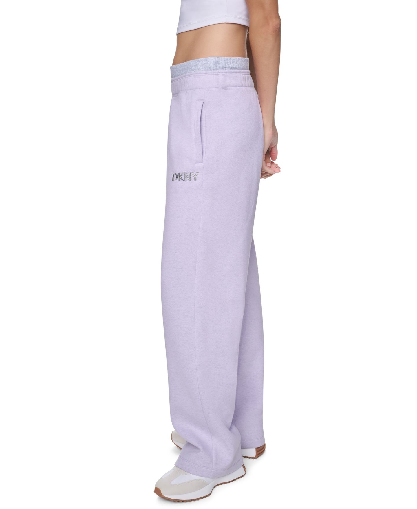 Женские брюки DKNY Sport High-Rise Boyfriend Double Waistband, цвет: Сиреневый морозный — фото 3