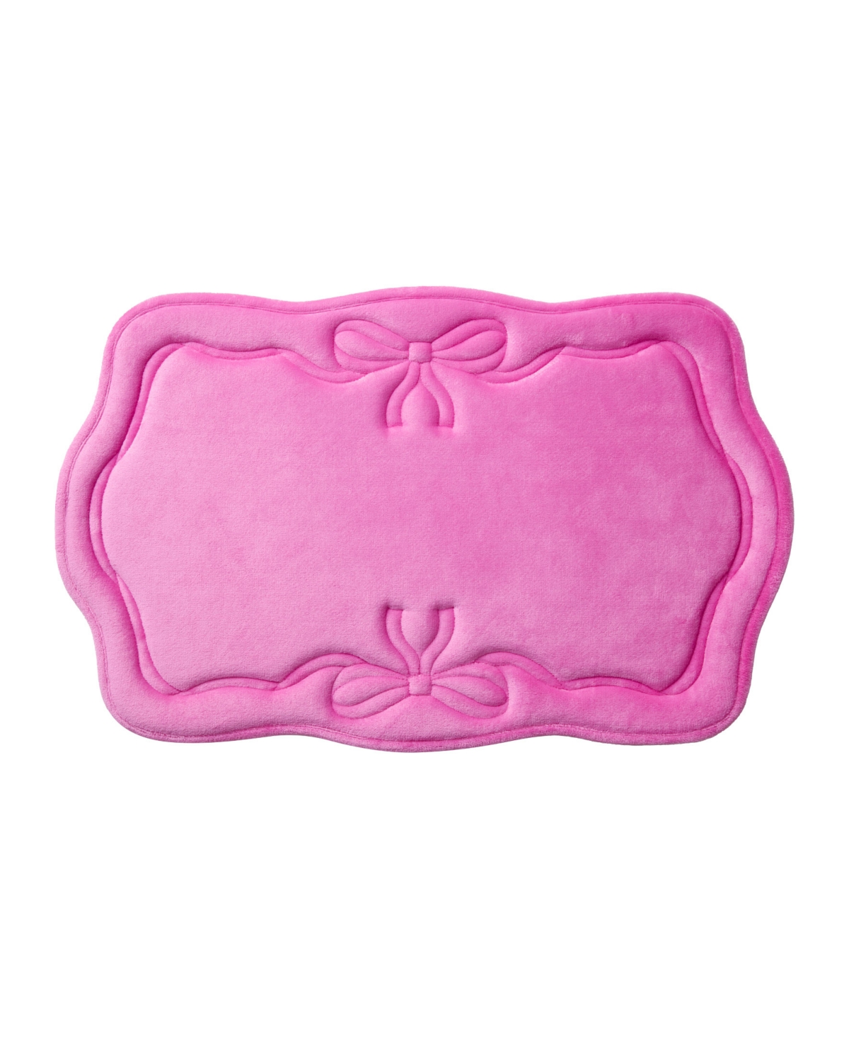 Juicy Couture Ribbon Border Quilted Memory Foam Bath Mat, 20" x 32" - Scalloped Ribbon Border Hot Pink