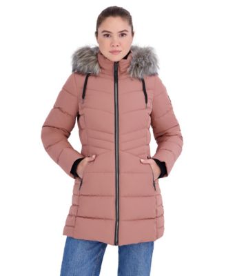 Women's Faux Fur Trim Hooded Puffer Coat