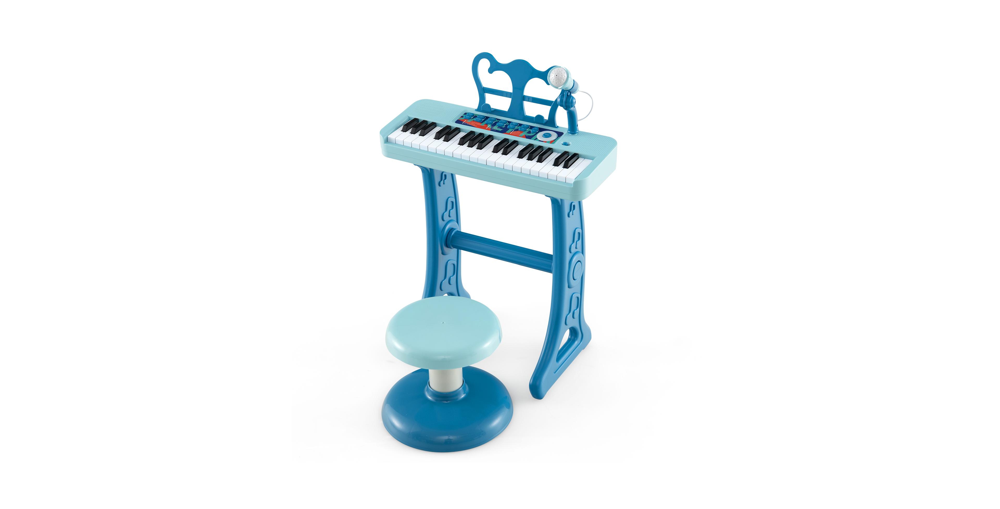 Mecale 37-Key Kids Piano Keyboard with Microphone and Stool, 4-Piece Set, Ages 3+