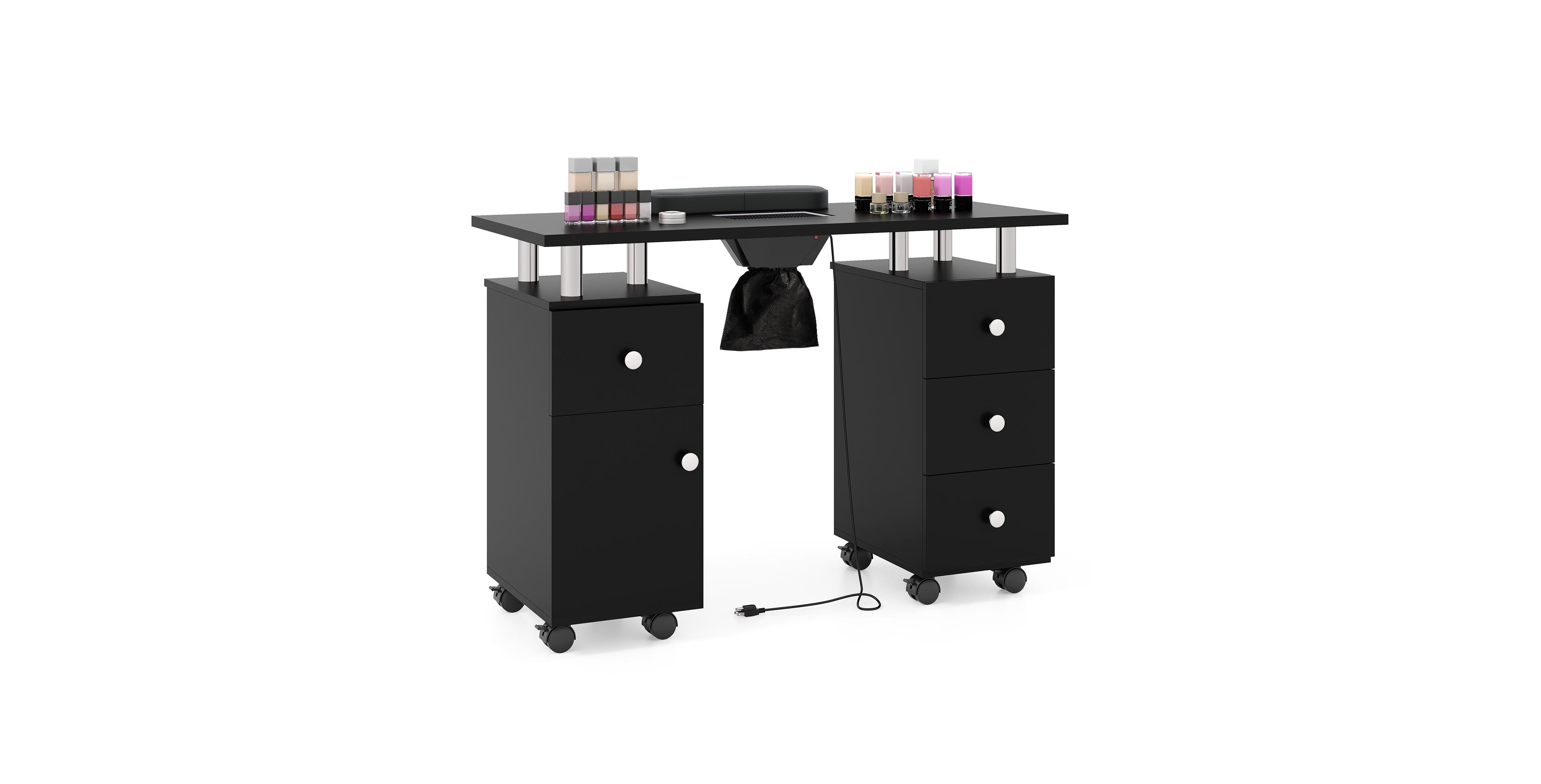 Sugift Nail Manicure Desk with Electric Dust Collector and Storage Cabinet