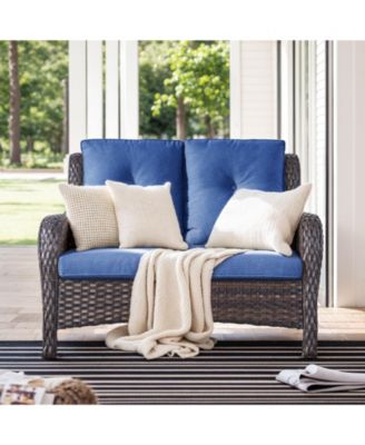 Stylish Patio Loveseat 2 Seat Sofa with Water-Resistant Olefin Cushions