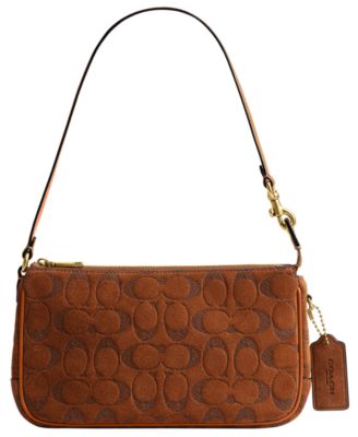 Plaza Small Signature Embossed Suede Shoulder Bag