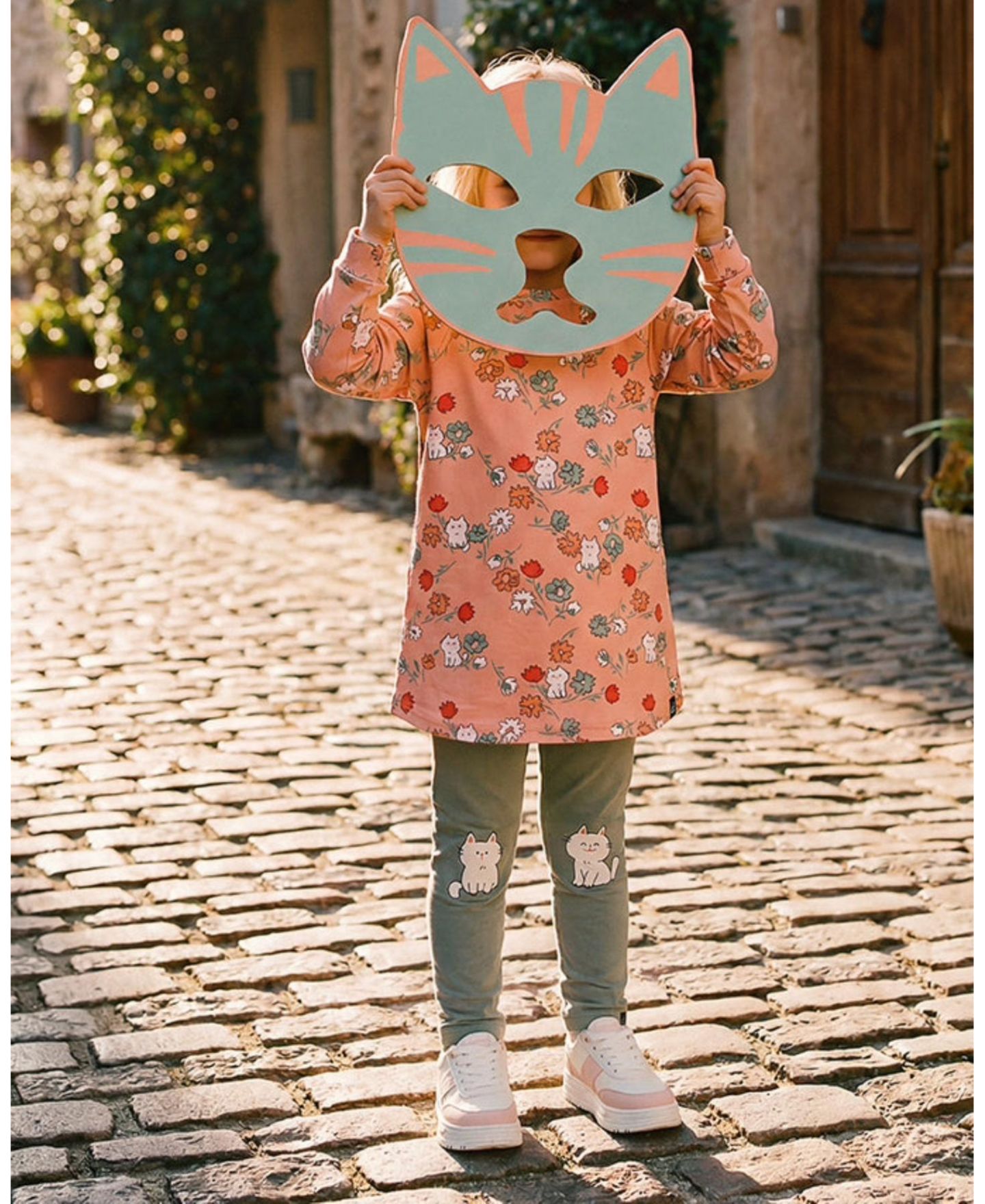 Платье Deux par Deux Cat Print French Terry Dress для девочек, цвет: Розовый с принтом — фото 7
