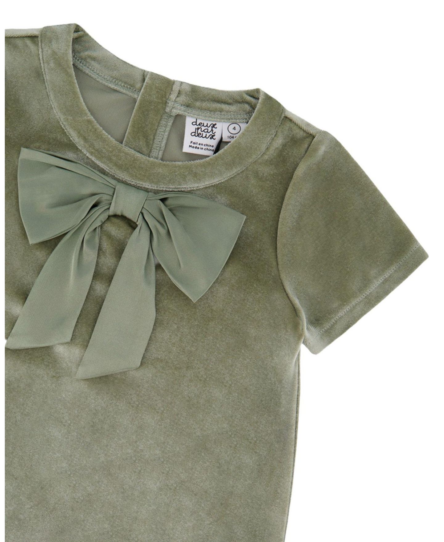 Платье Deux par Deux Short Sleeve A-Line Dress with Bow для девочек, цвет: Зелёный — фото 7
