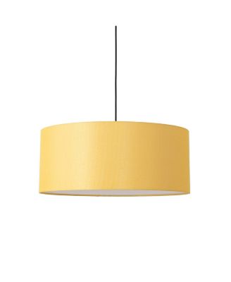 Stretch Pendant - Weathered Brass, Mustard Linen Shade, Dimmable, Bulb Included