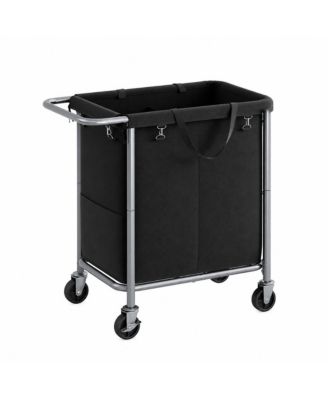 37 Gal 2-Section Rolling Laundry Basket with Removable Liners