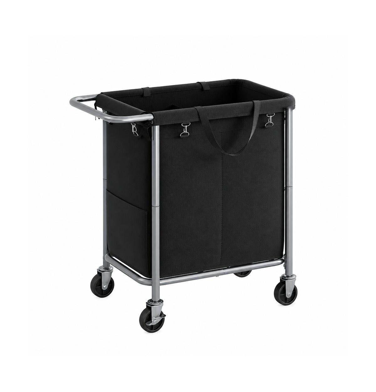 Volenca 37 Gal 2-Section Rolling Laundry Basket with Removable Liners - Ink black