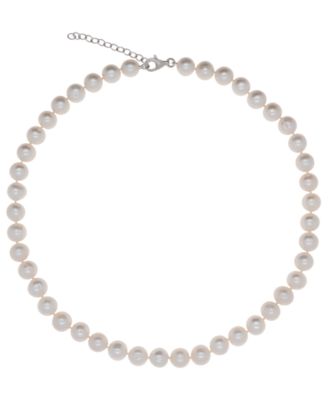 Cultured Freshwater Pearl Adjustable Necklace (10-11 mm) in Sterling Silver