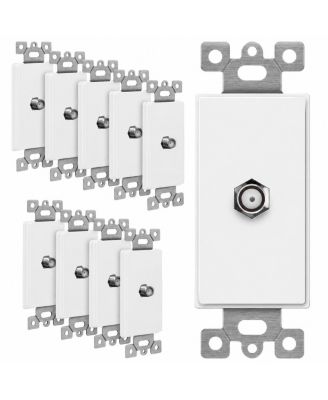 Coaxial Cable Jack F-type Coupler Connector Adapter, For Decorator Wall Plates, 10-Pack