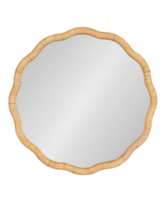 Rahfy Scallop Framed Wall Mirror Scalloped Circle Bathroom Mirror for Over Sink