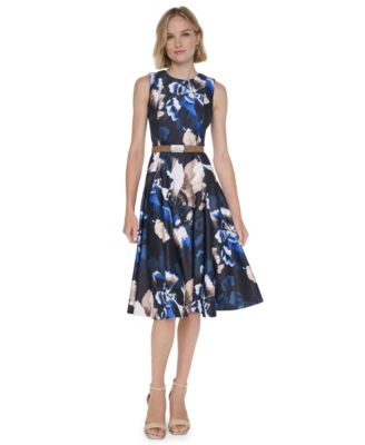 Women's Floral Fit & Flare Midi Dress