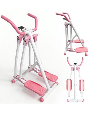 Foldable Elliptical Machine, Full Body Cardio Trainer with LCD Display, Compact Glider Exercise Equipment for Home Gym Bedroom Apartment