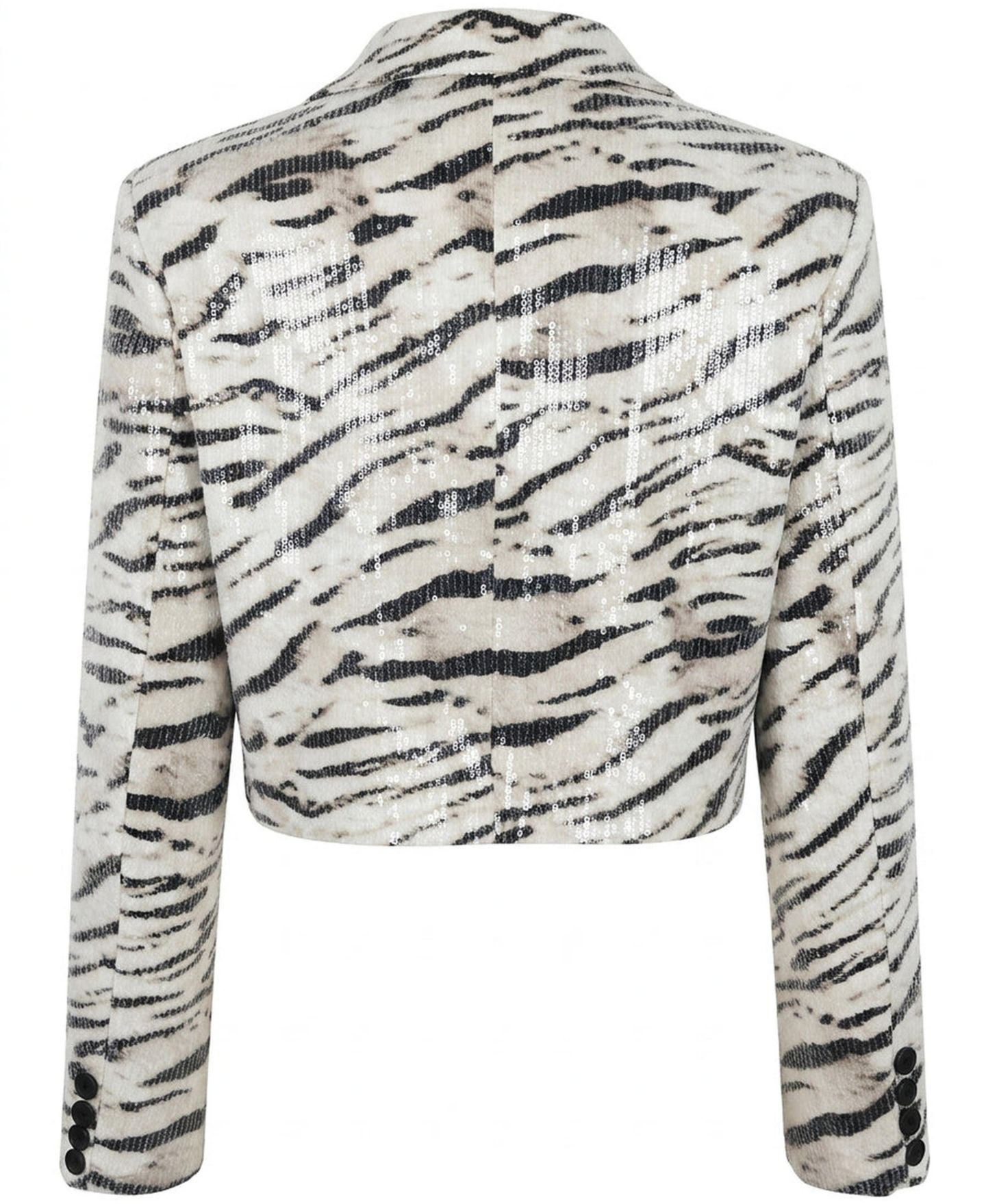 Женский пиджак Modenaire Leopard-Print Sequin Cropped Blazer, цвет: Белый — фото 6