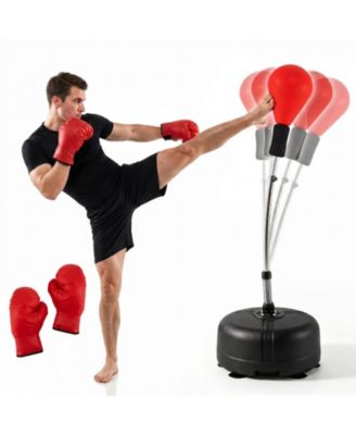 Height Adjustable Reflex Punching Bag with Stand and Boxing Gloves Ages 12+