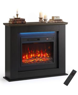 40" Electric Fireplace with Mantel, LED Light Strip, Remote,