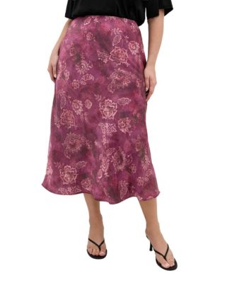 Plus Size Miranda Lace-Print High-Waisted Midi Skirt