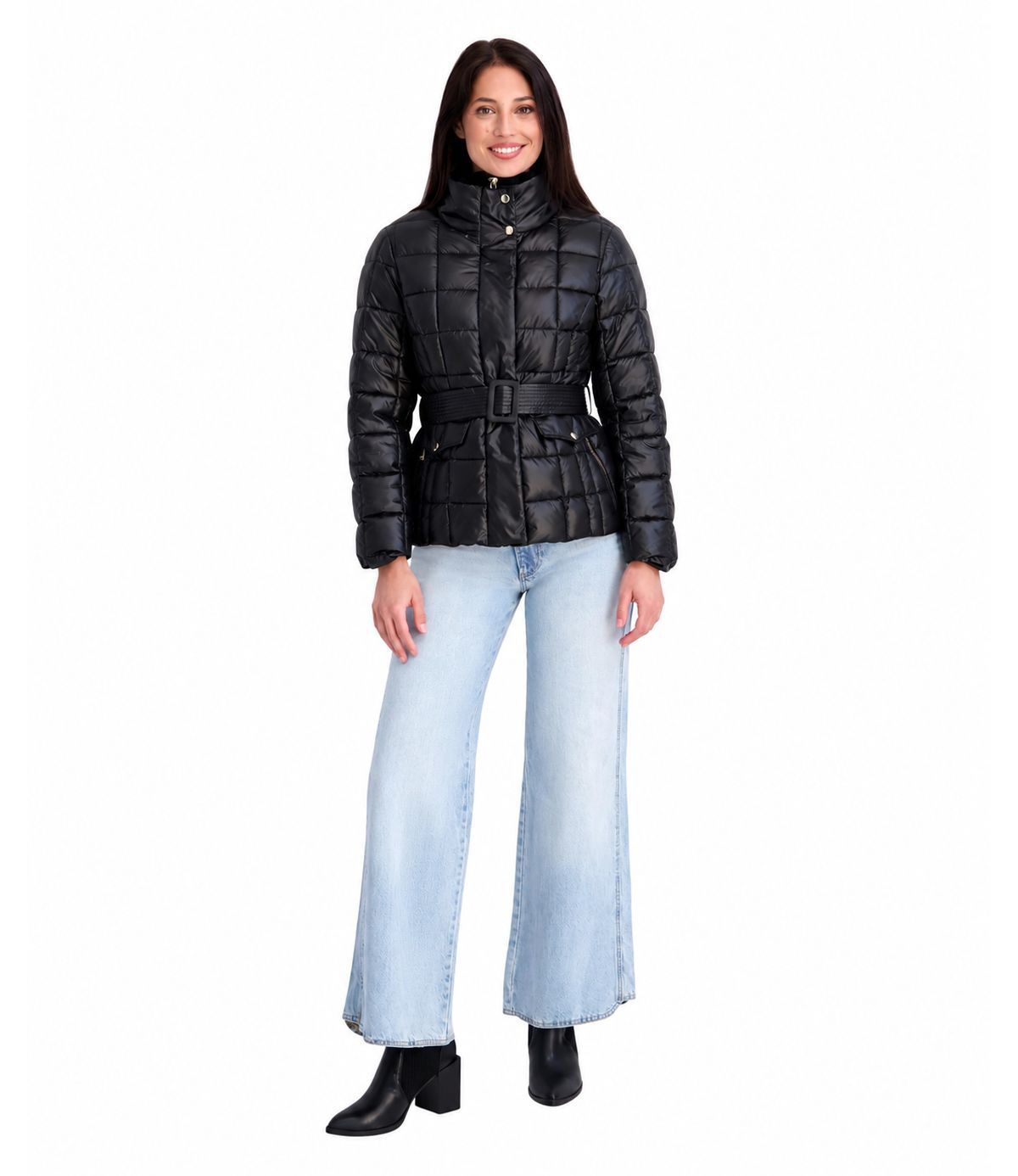 Kensie Women's Quilted Funnel-Neck Puffer Jacket