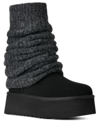 Women's Classic Mini Dipper Removable Knit Leg Warmer Suede Boots