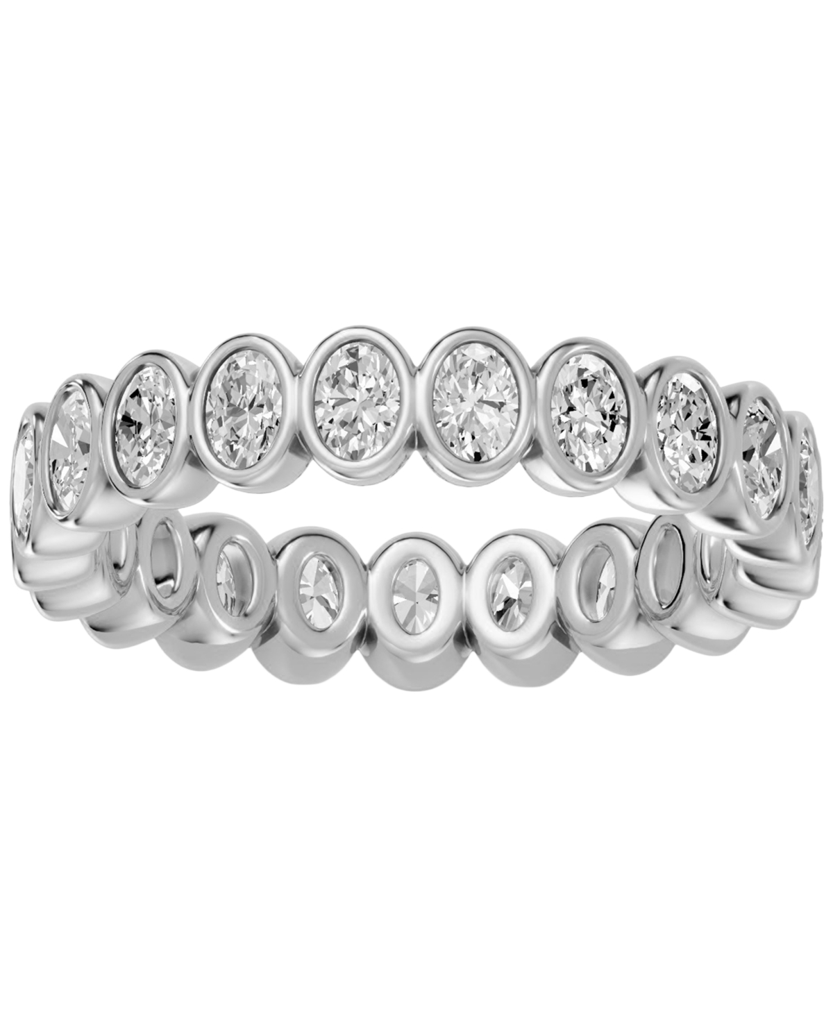 Macy's Oval Cut Diamond Full Eternity Band Ring (2 ct. t.w.) in 14k White, Yellow, Rose Gold or Platinum - 14K White Gold