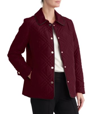 Women's Triple-Diamond-Quilted Faux-Leather-Piping Jacket