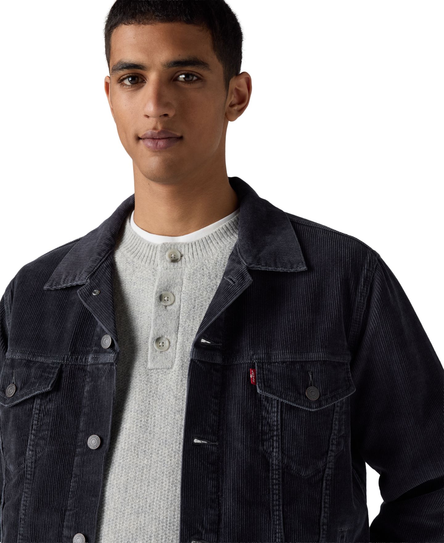 Мужская куртка Levi's Corduroy Regular-Fit Trucker, цвет: Эбеновый — фото 3