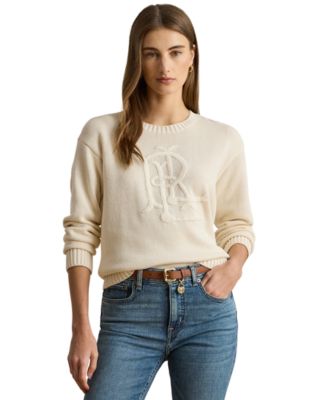 Women's Embroidered-Logo Combed Cotton Sweater