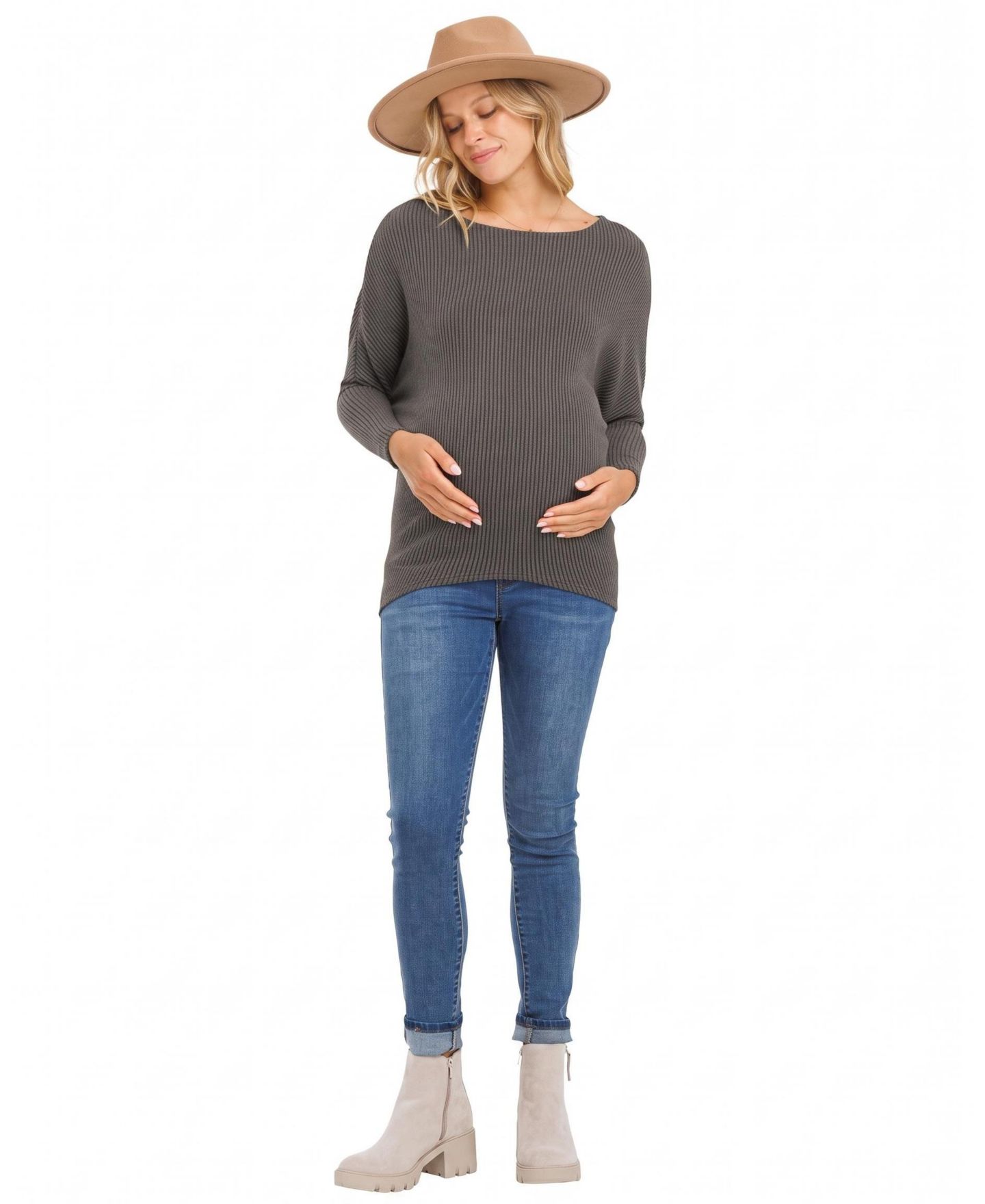 Женский топ Hello Miz Maternity Rib-Knit Boat-Neck Dropped-Shoulder, цвет: Мокко — фото 4