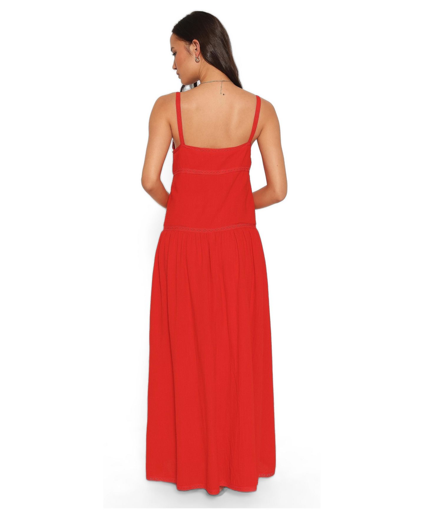 Женское платье Petal and Pup Ebonie Square-Neck Sleeveless Cotton Maxi, цвет: Красный — фото 3