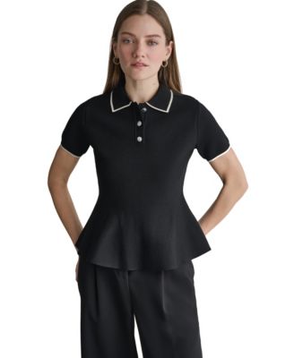 Women's Peplum Polo Short-Sleeve Top