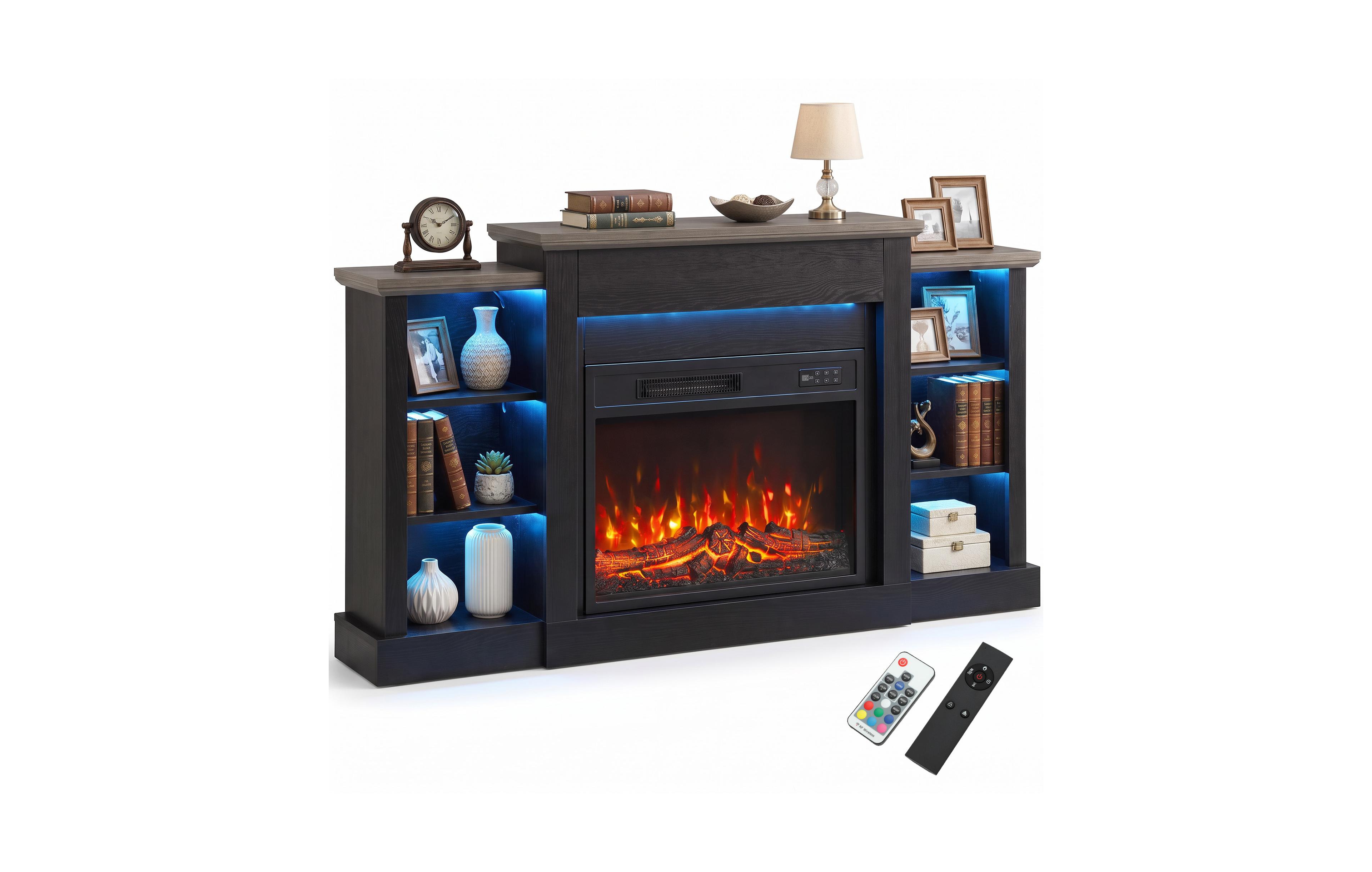 Homcom 55" Fireplace Tv Sd for TVs up to 65", Wood Grain