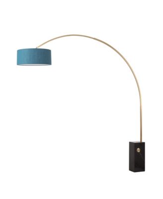 Iconic 92" Arc Lamp - Weathered , Marble Base, Drum Pool Linen Shade, Dimmable, Bulb Included