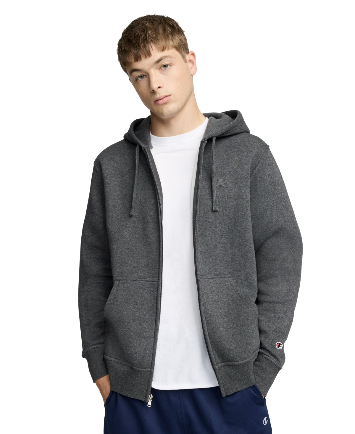 Champion Men's Powerblend Fleece Zip Hoodie - Granite Heather