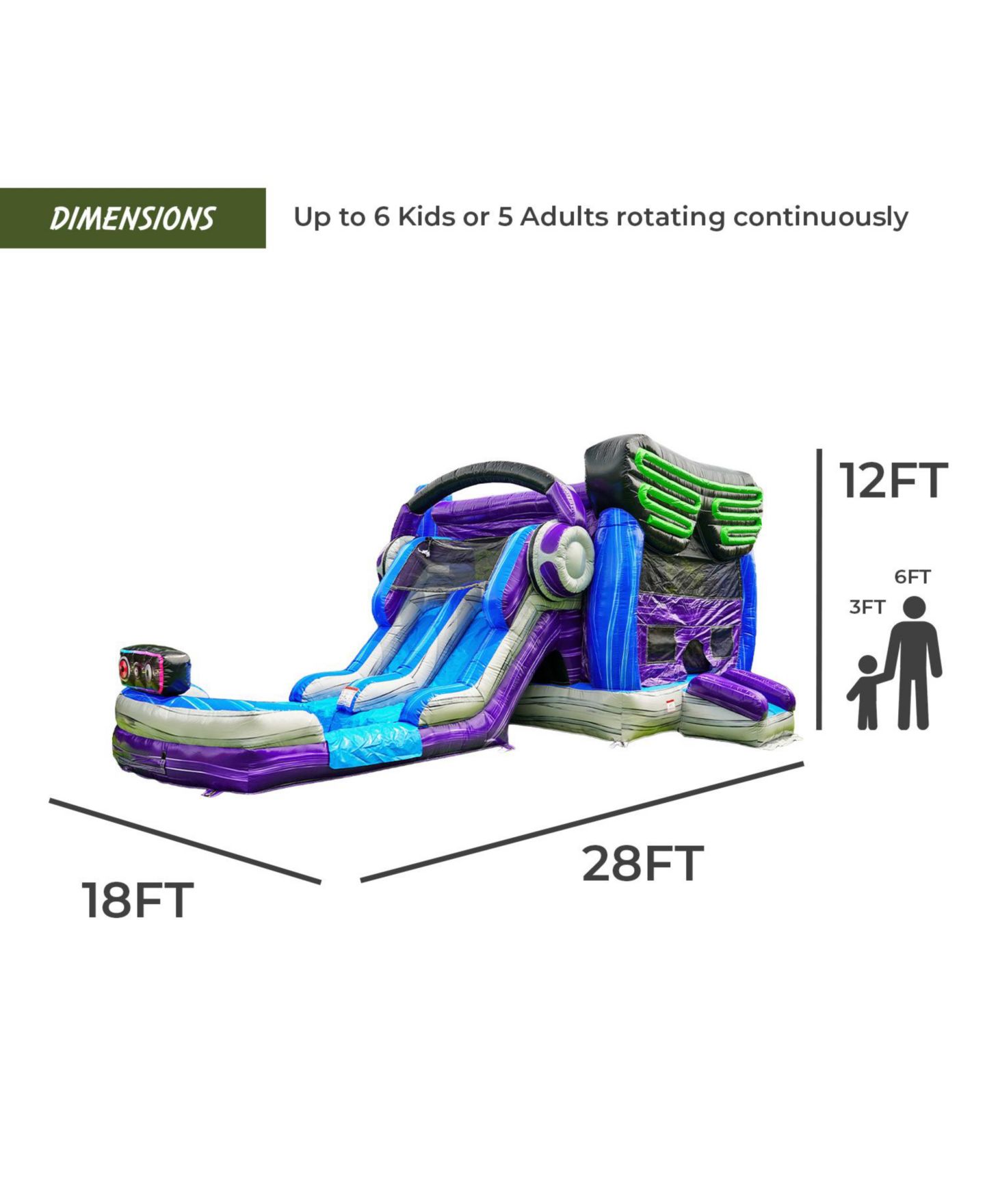 Детская игрушка Xjump Glitch Gamer 12 Feet Tall Vinyl Dual Lane Water Slide Bounce House Combo, Ages 3+, цвет: Разноцветный — фото 4