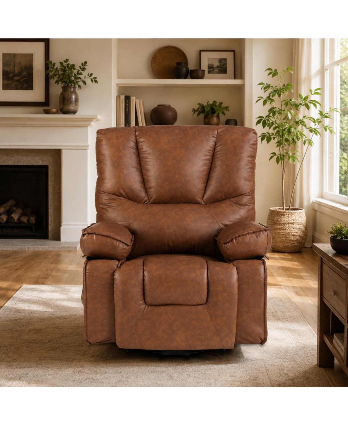 homfan Power Lift Recliner Chair With Massage And Heat Functions, Single Motor Mechanism, Side Tray For Snacks Drinks, Living Room Relaxation