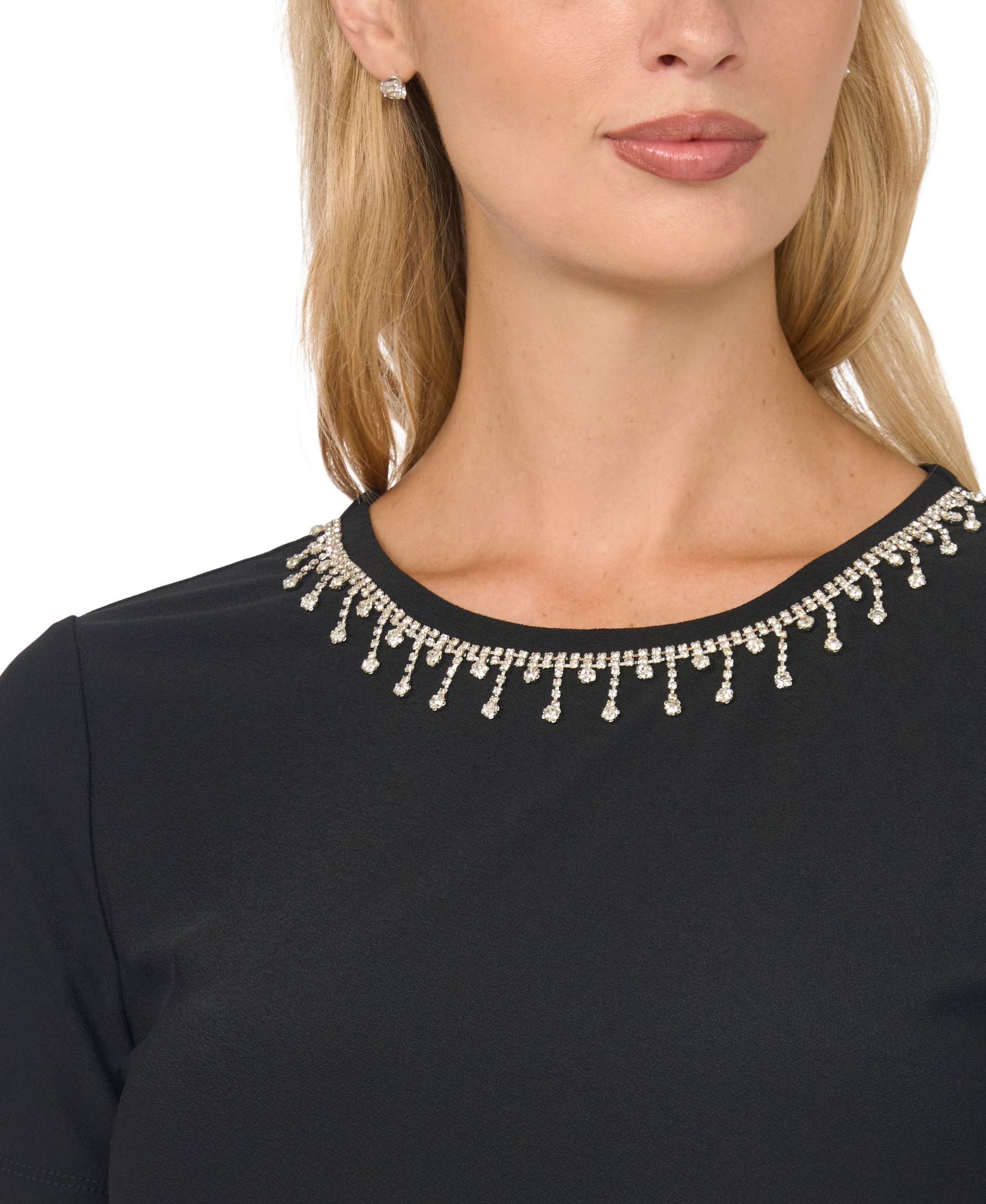 Женская футболка CeCe Embellished Short-Sleeve Crewneck, цвет: Насыщенный чёрный — фото 3