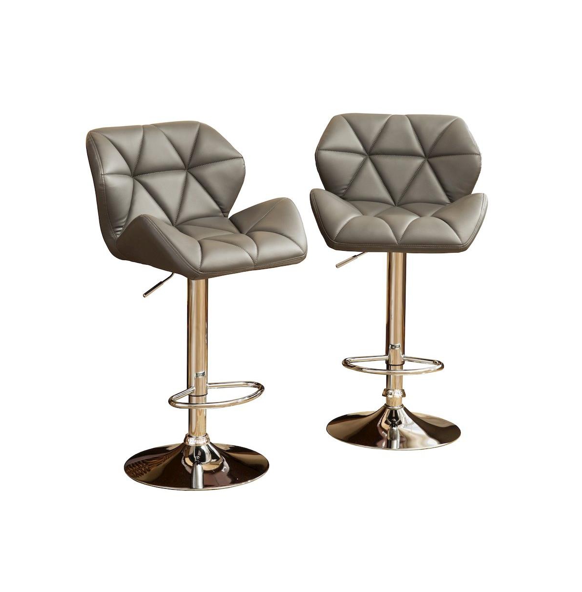Roundhill Furniture Glasgow Contemporary Tufted Adjustable Height Gray Bar Stools, Set of 2 - Grey