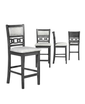 Solid Wood Counter Height Bar Stools, Upholstered Back,  Set of 4